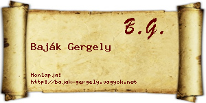 Baják Gergely névjegykártya